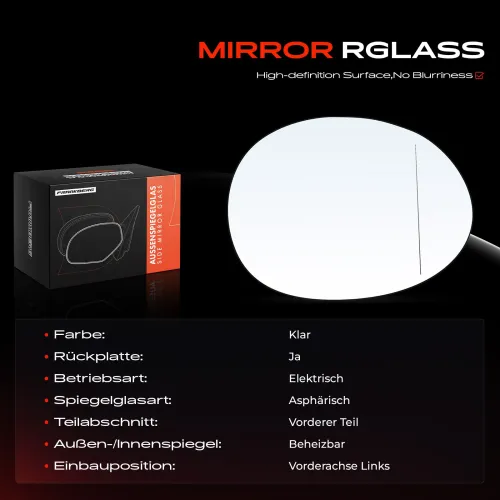 Spiegelglas, Außenspiegel Vorderachse links Frankberg 5481FB0053104 Bild Spiegelglas, Außenspiegel Vorderachse links Frankberg 5481FB0053104