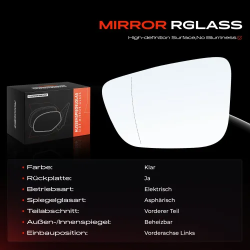 Spiegelglas, Außenspiegel Vorderachse links Frankberg 5481FB0053107 Bild Spiegelglas, Außenspiegel Vorderachse links Frankberg 5481FB0053107