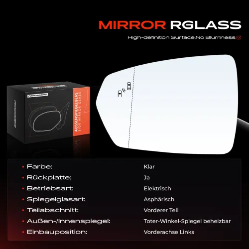 Spiegelglas, Außenspiegel Vorderachse links Frankberg 5481FB0053110 Bild Spiegelglas, Außenspiegel Vorderachse links Frankberg 5481FB0053110