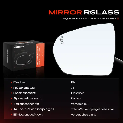Spiegelglas, Außenspiegel Vorderachse links Frankberg 5481FB0053125 Bild Spiegelglas, Außenspiegel Vorderachse links Frankberg 5481FB0053125