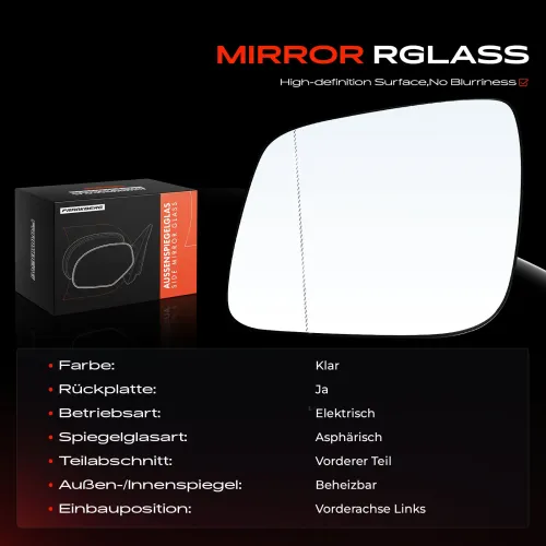 Spiegelglas, Außenspiegel Vorderachse links Frankberg 5481FB0053128 Bild Spiegelglas, Außenspiegel Vorderachse links Frankberg 5481FB0053128