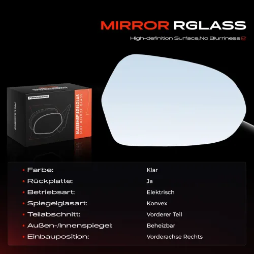 Spiegelglas, Außenspiegel Vorderachse rechts Frankberg 5481FB0053130 Bild Spiegelglas, Außenspiegel Vorderachse rechts Frankberg 5481FB0053130