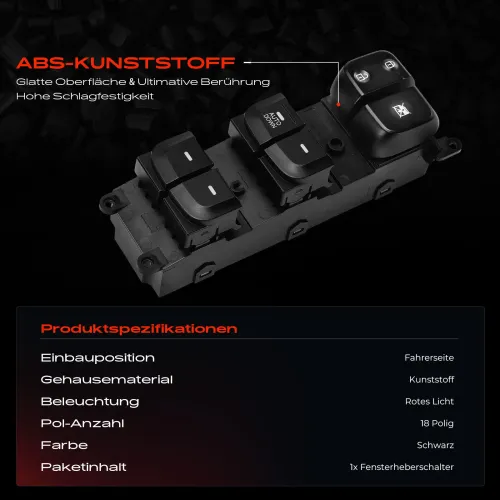 Schalter, Fensterheber fahrerseitig Frankberg 5481FB0053656 Bild Schalter, Fensterheber fahrerseitig Frankberg 5481FB0053656