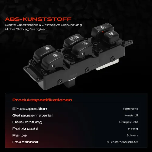 Schalter, Fensterheber fahrerseitig Frankberg 5481FB0053659 Bild Schalter, Fensterheber fahrerseitig Frankberg 5481FB0053659