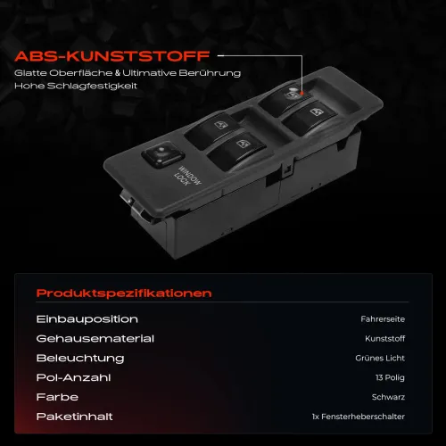 Schalter, Fensterheber fahrerseitig Frankberg 5481FB0053660 Bild Schalter, Fensterheber fahrerseitig Frankberg 5481FB0053660