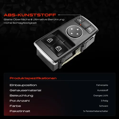 Schalter, Fensterheber fahrerseitig Frankberg 5481FB0053673 Bild Schalter, Fensterheber fahrerseitig Frankberg 5481FB0053673