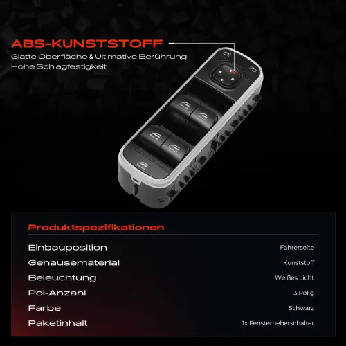 Schalter, Fensterheber fahrerseitig Frankberg 5481FB0053678 Bild Schalter, Fensterheber fahrerseitig Frankberg 5481FB0053678