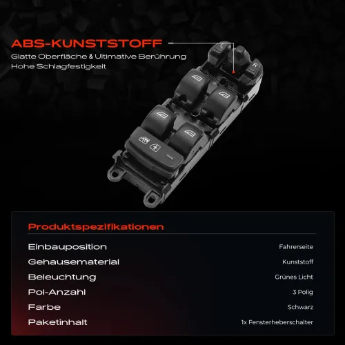 Schalter, Fensterheber fahrerseitig Frankberg 5481FB0053691 Bild Schalter, Fensterheber fahrerseitig Frankberg 5481FB0053691