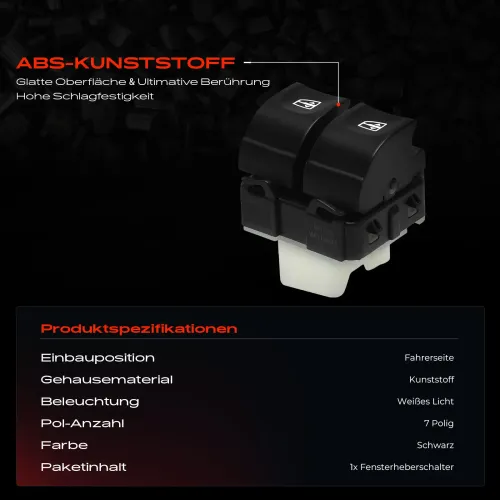 Schalter, Fensterheber fahrerseitig Frankberg 5481FB0055099 Bild Schalter, Fensterheber fahrerseitig Frankberg 5481FB0055099