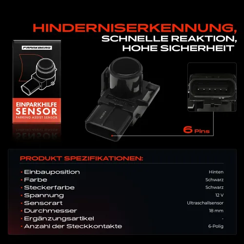Sensor, Einparkhilfe 12 V hinten Frankberg 5481FB0056145 Bild Sensor, Einparkhilfe 12 V hinten Frankberg 5481FB0056145