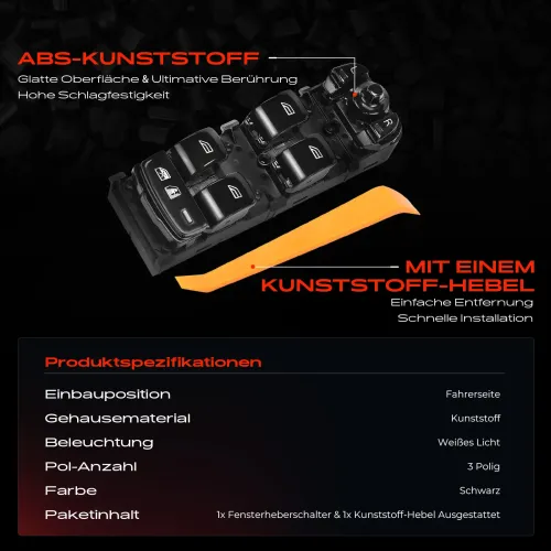 Schalter, Fensterheber fahrerseitig Frankberg 5481FB0057096 Bild Schalter, Fensterheber fahrerseitig Frankberg 5481FB0057096