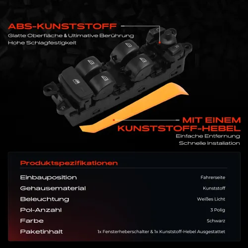 Schalter, Fensterheber fahrerseitig Frankberg 5481FB0057098 Bild Schalter, Fensterheber fahrerseitig Frankberg 5481FB0057098