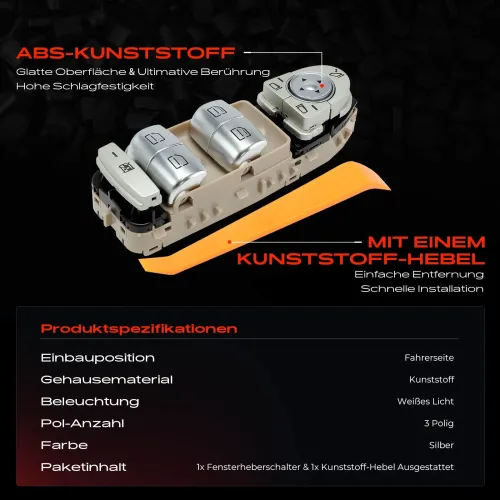 Schalter, Fensterheber fahrerseitig Frankberg 5481FB0057297 Bild Schalter, Fensterheber fahrerseitig Frankberg 5481FB0057297