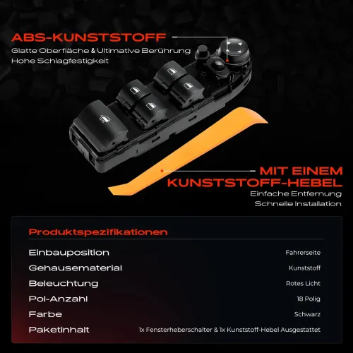 Schalter, Fensterheber fahrerseitig Frankberg 5481FB0057304 Bild Schalter, Fensterheber fahrerseitig Frankberg 5481FB0057304