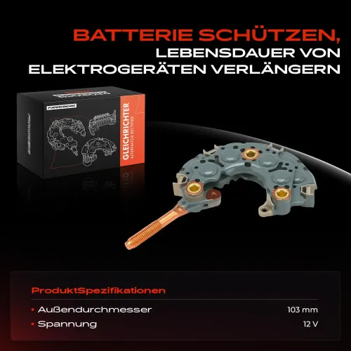 Gleichrichter, Generator 12 V Frankberg 5481FB0061652 Bild Gleichrichter, Generator 12 V Frankberg 5481FB0061652