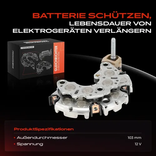 Gleichrichter, Generator 12 V Frankberg 5481FB0061760 Bild Gleichrichter, Generator 12 V Frankberg 5481FB0061760