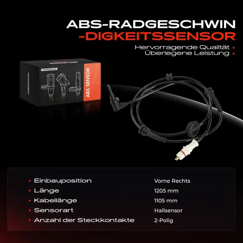 Sensor, Raddrehzahl vorne rechts Frankberg 5481FB0061845 Bild Sensor, Raddrehzahl vorne rechts Frankberg 5481FB0061845