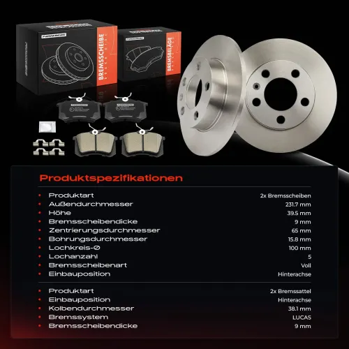 Bremsensatz, Scheibenbremse Frankberg 5481FB0064722 Bild Bremsensatz, Scheibenbremse Frankberg 5481FB0064722