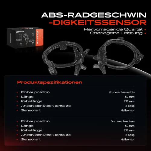Sensor, Raddrehzahl Vorderachse beidseitig Frankberg 5481FB0066000 Bild Sensor, Raddrehzahl Vorderachse beidseitig Frankberg 5481FB0066000