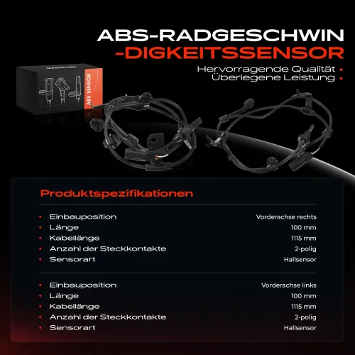 Sensor, Raddrehzahl Vorderachse beidseitig Frankberg 5481FB0066078 Bild Sensor, Raddrehzahl Vorderachse beidseitig Frankberg 5481FB0066078