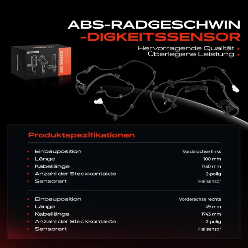 Sensor, Raddrehzahl Vorderachse beidseitig Frankberg 5481FB0066172 Bild Sensor, Raddrehzahl Vorderachse beidseitig Frankberg 5481FB0066172