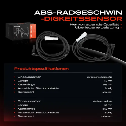Sensor, Raddrehzahl Vorderachse beidseitig Frankberg 5481FB0066196 Bild Sensor, Raddrehzahl Vorderachse beidseitig Frankberg 5481FB0066196