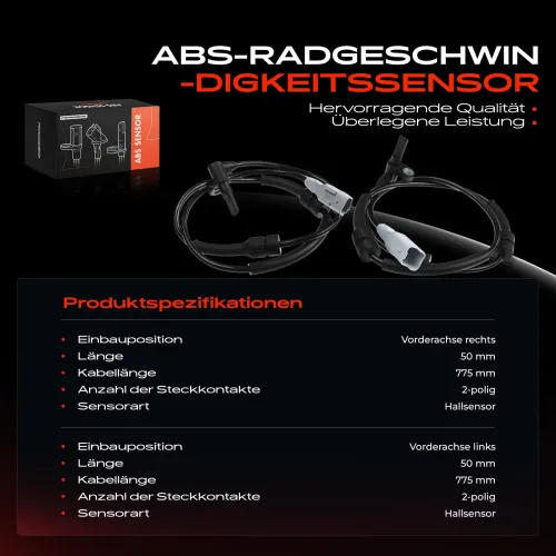 Sensor, Raddrehzahl Vorderachse beidseitig Frankberg 5481FB0066227 Bild Sensor, Raddrehzahl Vorderachse beidseitig Frankberg 5481FB0066227