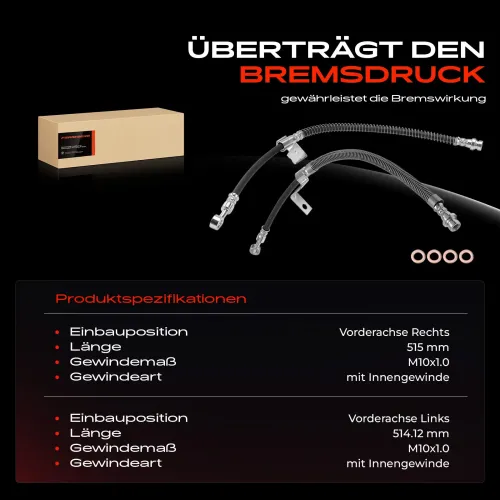 Bremsschlauch Vorderachse beidseitig Frankberg 5481FB0066924 Bild Bremsschlauch Vorderachse beidseitig Frankberg 5481FB0066924