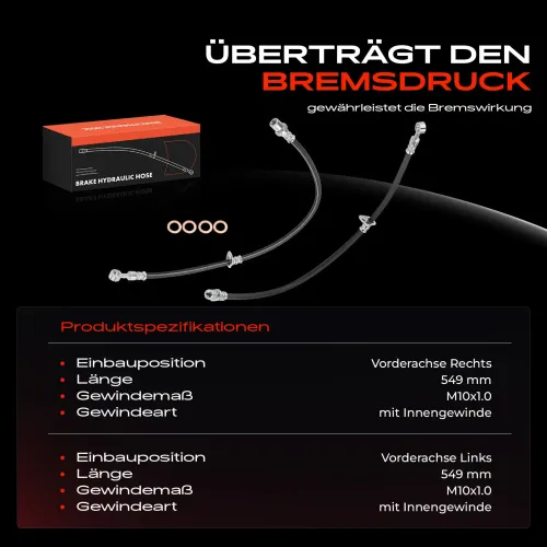 Bremsschlauch Vorderachse beidseitig Frankberg 5481FB0067085 Bild Bremsschlauch Vorderachse beidseitig Frankberg 5481FB0067085