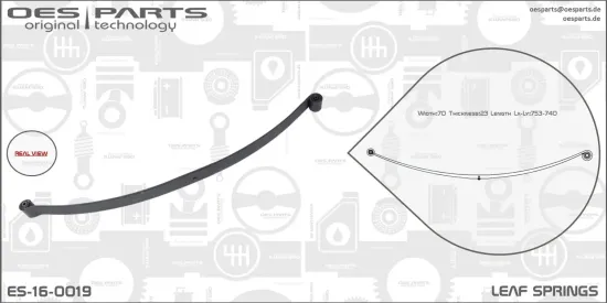 Federblatt Hinterradaufhängung OES PARTS ES-16-0019 Bild Federblatt Hinterradaufhängung OES PARTS ES-16-0019