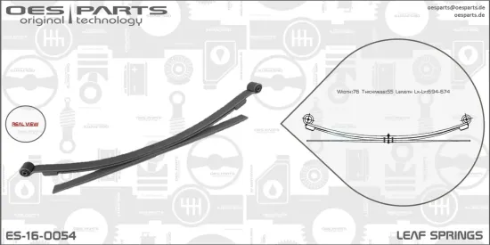 Federblatt Hinterradaufhängung OES PARTS ES-16-0054 Bild Federblatt Hinterradaufhängung OES PARTS ES-16-0054