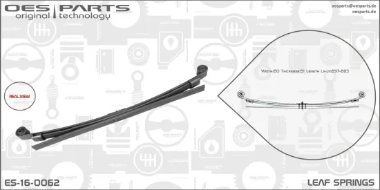Federblatt Hinterradaufhängung OES PARTS ES-16-0062 Bild Federblatt Hinterradaufhängung OES PARTS ES-16-0062