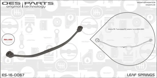 Federblatt Hinterradaufhängung OES PARTS ES-16-0067 Bild Federblatt Hinterradaufhängung OES PARTS ES-16-0067