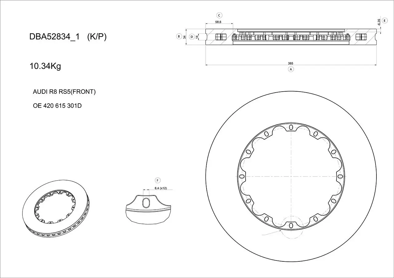 Hochleistungs-Bremsscheibe Vorderachse DBA Australia DBA52834SLVS