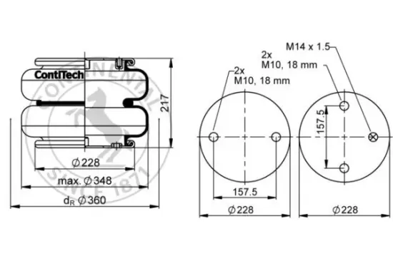 Federbalg, Luftfederung CONTITECH AIR SPRING FD 330-30 M14 M10 Bild Federbalg, Luftfederung CONTITECH AIR SPRING FD 330-30 M14 M10