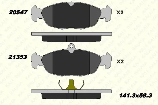 Bremsbelagsatz, Scheibenbremse Vorderachse KALE 20547 168 05 Bild Bremsbelagsatz, Scheibenbremse Vorderachse KALE 20547 168 05