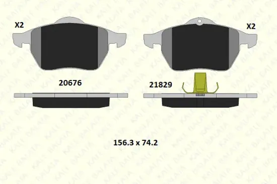 Bremsbelagsatz, Scheibenbremse Vorderachse KALE 21829 203 05 Bild Bremsbelagsatz, Scheibenbremse Vorderachse KALE 21829 203 05