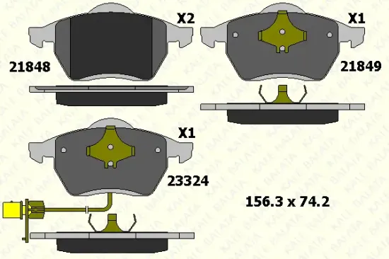 Bremsbelagsatz, Scheibenbremse Vorderachse KALE 21849 206 05 Bild Bremsbelagsatz, Scheibenbremse Vorderachse KALE 21849 206 05