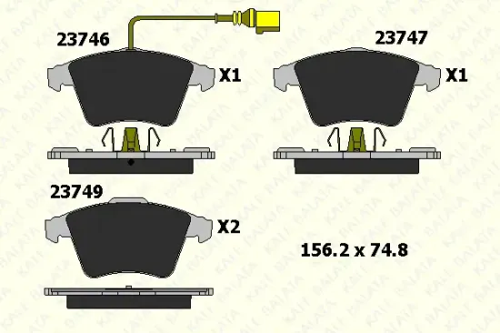 Bremsbelagsatz, Scheibenbremse Vorderachse KALE 23746 201 05 Bild Bremsbelagsatz, Scheibenbremse Vorderachse KALE 23746 201 05