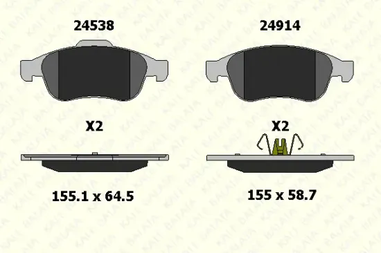 Bremsbelagsatz, Scheibenbremse Vorderachse KALE 24914 180 05 Bild Bremsbelagsatz, Scheibenbremse Vorderachse KALE 24914 180 05