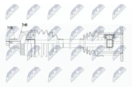 Antriebswelle Vorderachse links NTY NPW-AU-029 Bild Antriebswelle Vorderachse links NTY NPW-AU-029