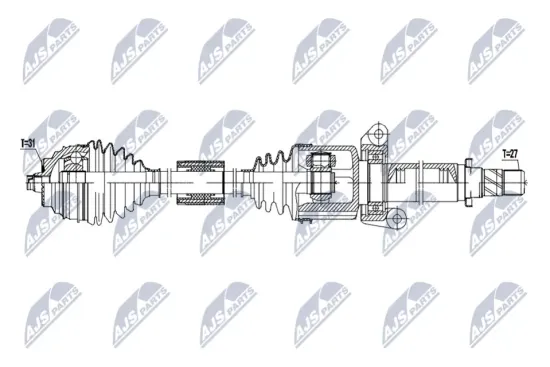 Antriebswelle Vorderachse rechts NTY NPW-BM-254 Bild Antriebswelle Vorderachse rechts NTY NPW-BM-254