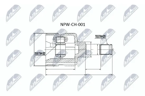 Gelenksatz, Antriebswelle Vorderachse links NTY NPW-CH-001 Bild Gelenksatz, Antriebswelle Vorderachse links NTY NPW-CH-001