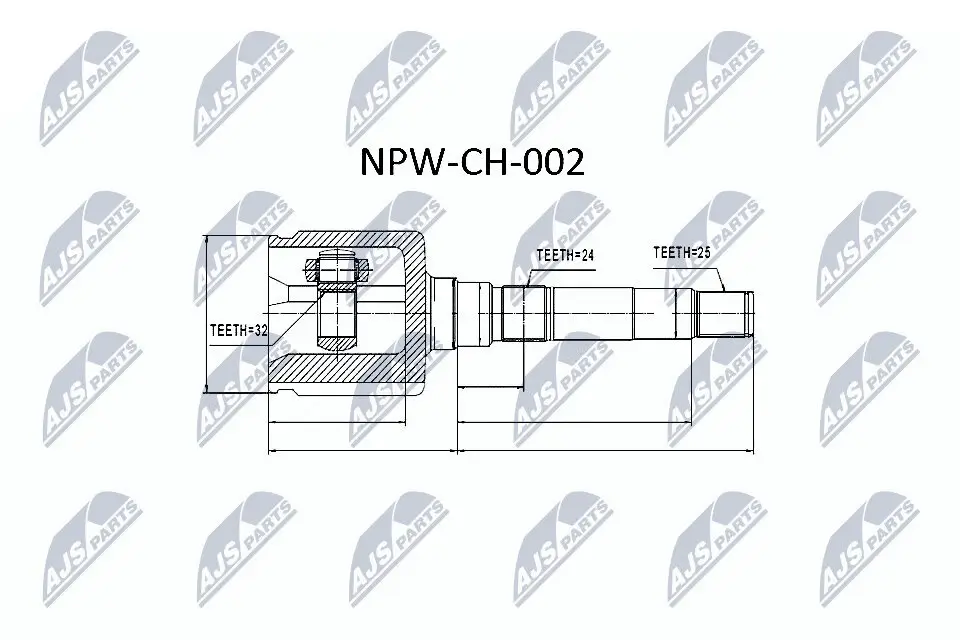 Gelenksatz, Antriebswelle Vorderachse rechts NTY NPW-CH-002
