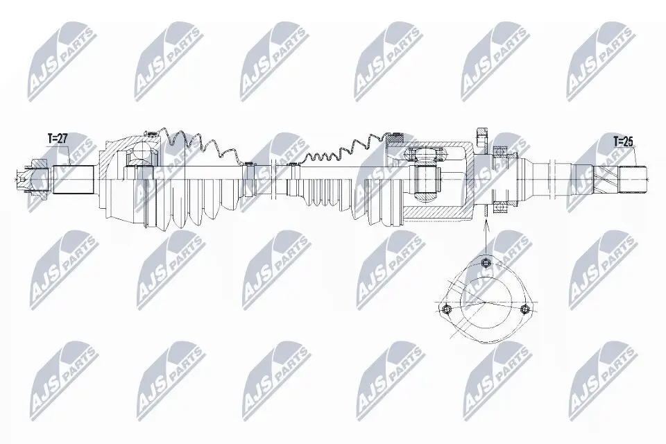 Antriebswelle Vorderachse rechts NTY NPW-CH-040