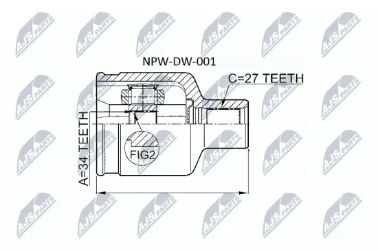 Gelenksatz, Antriebswelle Vorderachse rechts getriebeseitig NTY NPW-DW-001 Bild Gelenksatz, Antriebswelle Vorderachse rechts getriebeseitig NTY NPW-DW-001