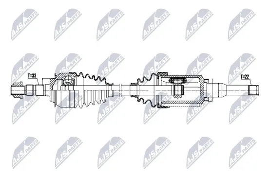 Antriebswelle Vorderachse links NTY NPW-DW-061 Bild Antriebswelle Vorderachse links NTY NPW-DW-061