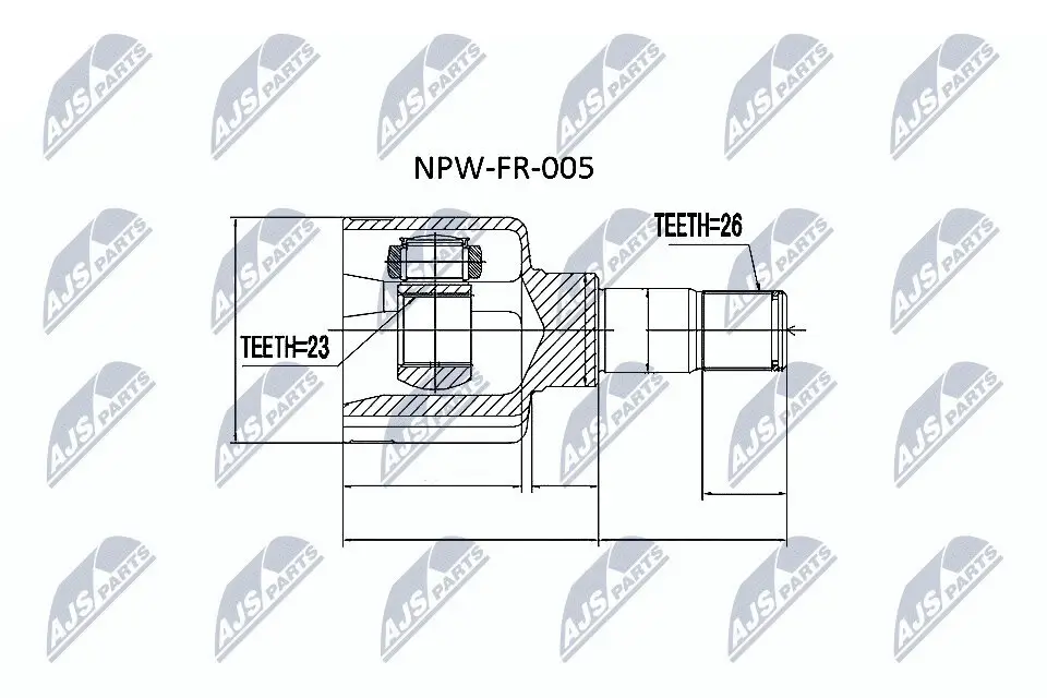 Gelenksatz, Antriebswelle Vorderachse links getriebeseitig NTY NPW-FR-005