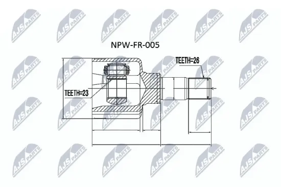 Gelenksatz, Antriebswelle Vorderachse links getriebeseitig NTY NPW-FR-005 Bild Gelenksatz, Antriebswelle Vorderachse links getriebeseitig NTY NPW-FR-005