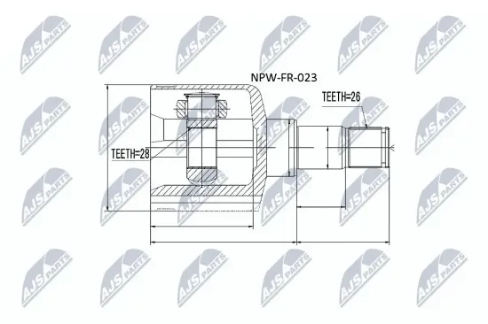 Gelenksatz, Antriebswelle Vorderachse links getriebeseitig NTY NPW-FR-023 Bild Gelenksatz, Antriebswelle Vorderachse links getriebeseitig NTY NPW-FR-023